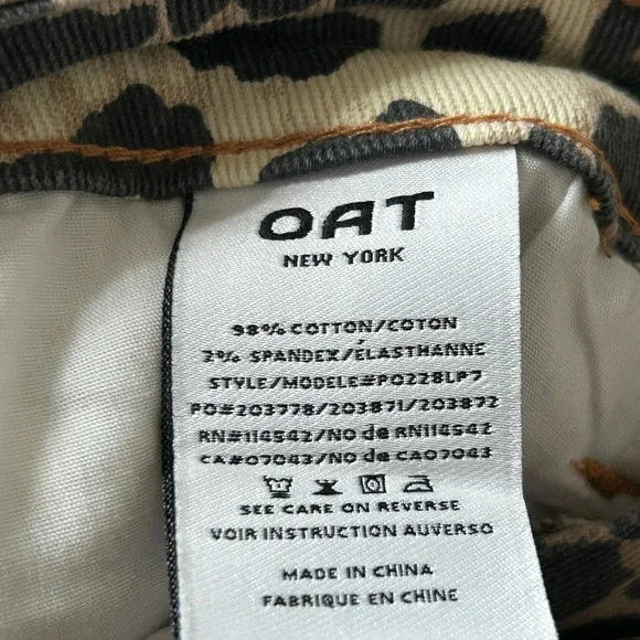 OAT New York Womens Leopard Print Cotton Blend Hi-Rise Wide Leg Jeans NWT - 4/27 - Picture 5 of 7